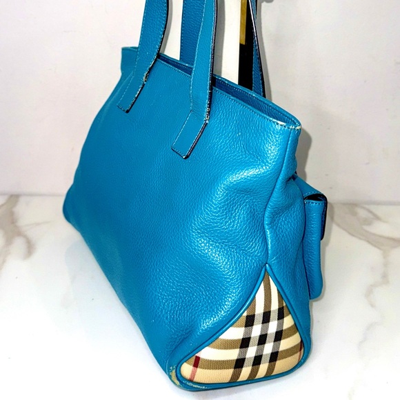 Auth RARE BURBERRY Blue Leather bag - Picture 8 of 13
